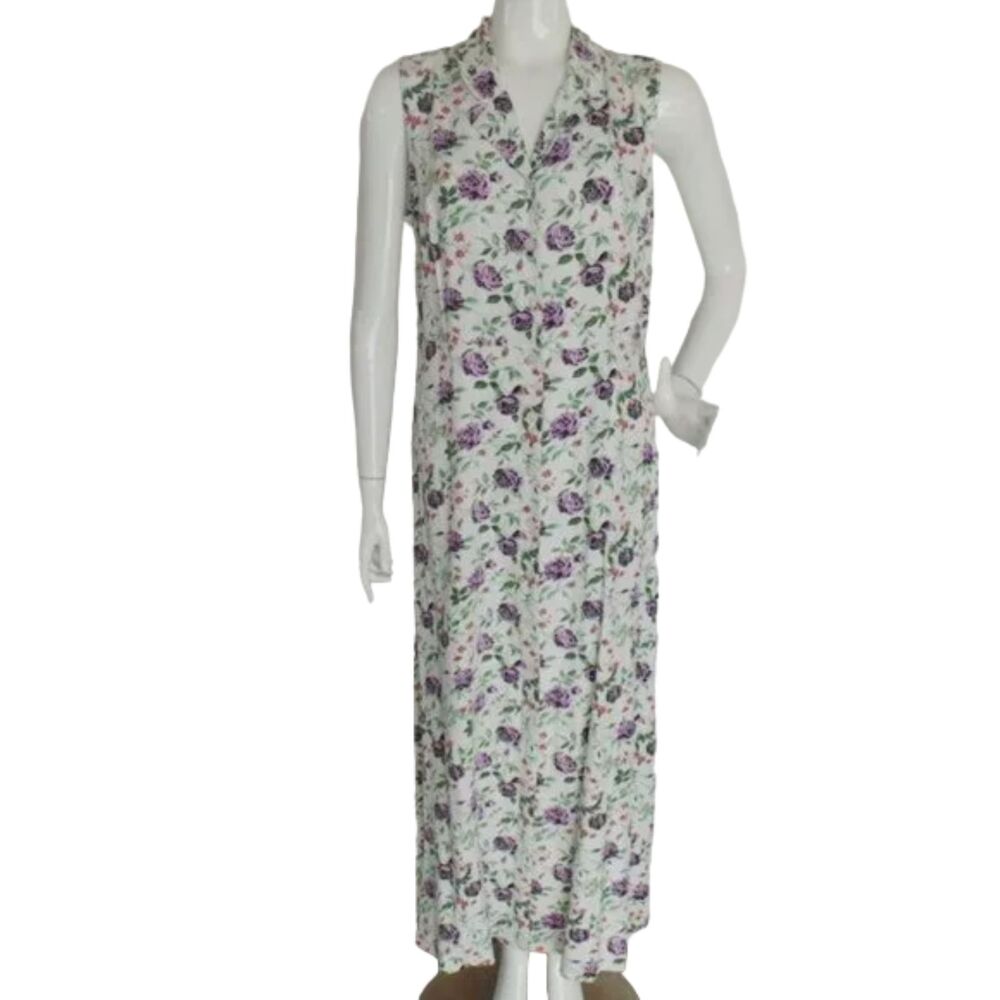 ORIGINAL ISLAND SPORT Dress, 12, White/Red & purple flower, Maxi, Sleeveless
